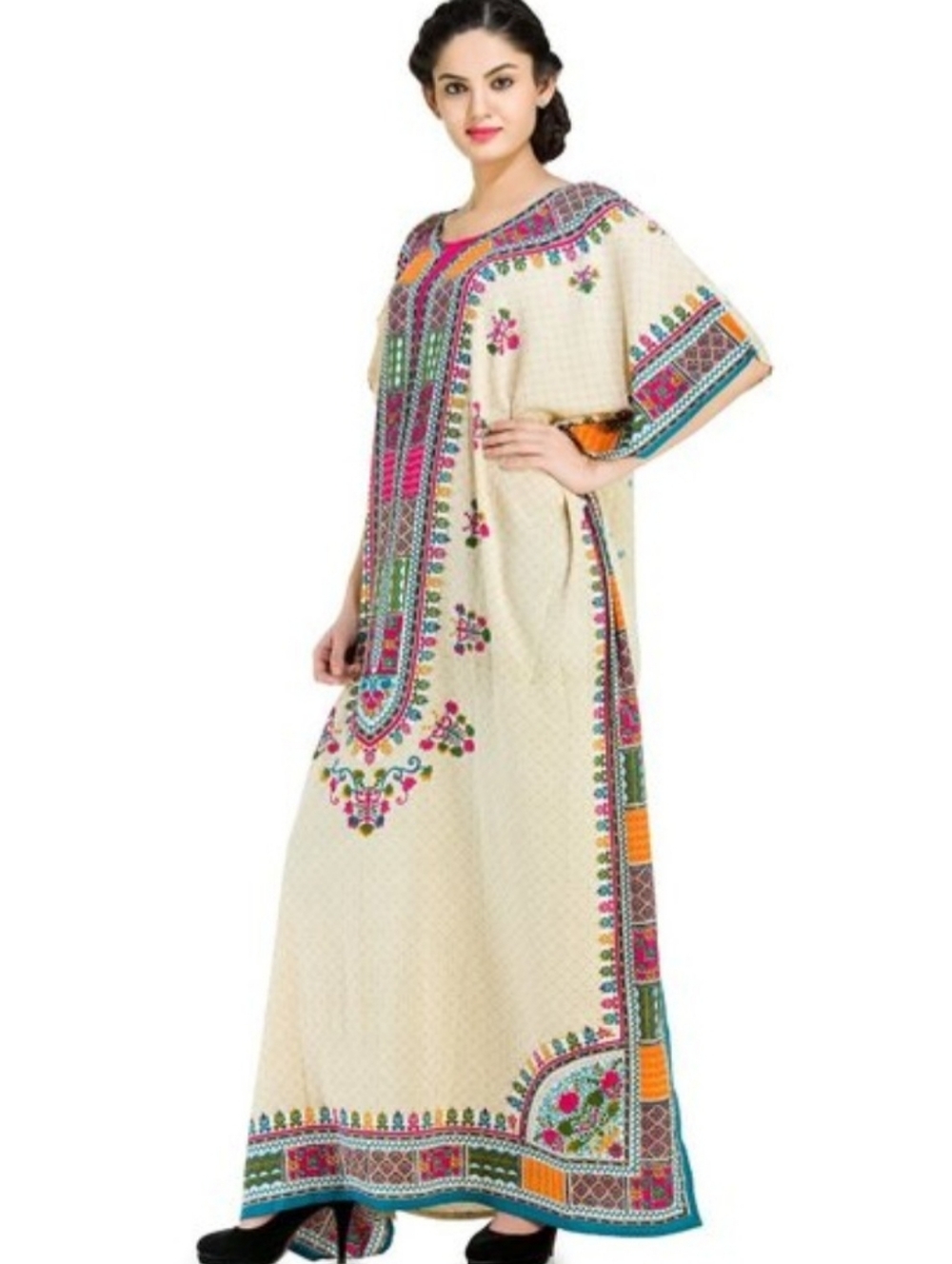 Gypsie Blu Women’s Tribal Print Kaftan – Plus Size Boho Maxi Dress & Swim Cover